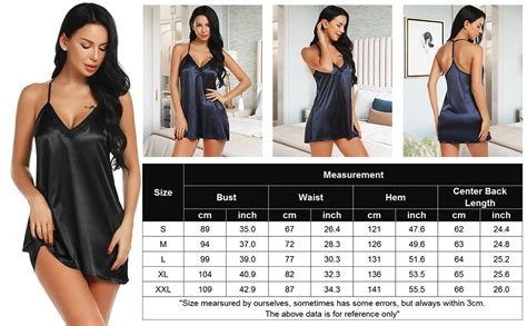 Elover Women Lingerie Sexy Satin Nightgown V Neck Nightwear Sleepwear