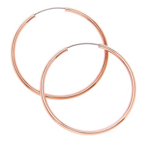 25mm Skinny Rose Gold Hoop Earrings Claires Us