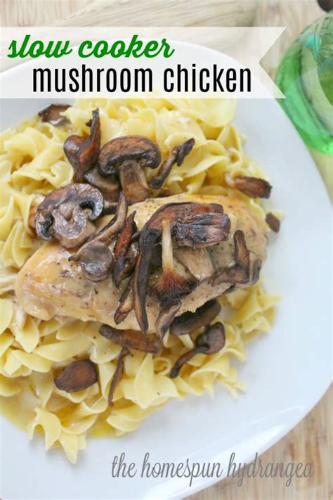 The Easiest Crock Pot Mushroom Chicken Recipe The Homespun Hydrangea