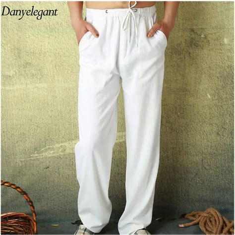 2017 Spring And Summer Male Casual Linen Pants Solid Color Loose Thin