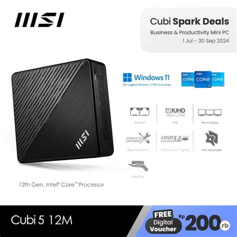 Promo MSI CUBI Mini PC I5 1235U 16GB NVMe Office Desktop Cicil