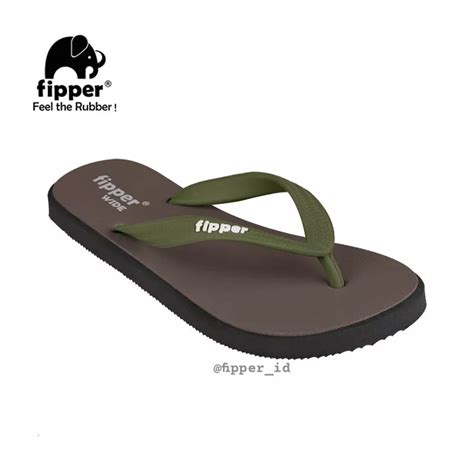 Jual Fipper Wide Brown Havana Black Green Army Sandal Jepit Pria