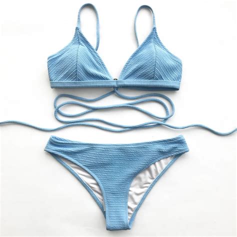 Cupshe Ocean Blue Solid Bikini Set Summer Swimsuit Beach Bathing Suit