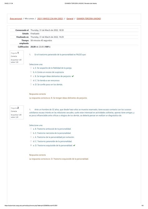 Banco Examen Tercera Unidad Revisi N Del Intento Rea Personal Mis