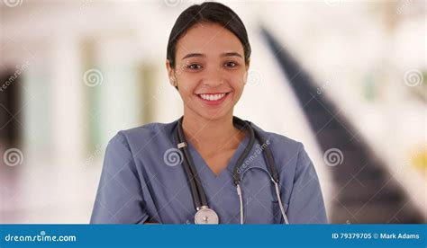 Happy Mexican Woman Nurse Smiling Stock Image Image Of People Female