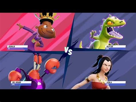 Nickelodeon All Star Brawl 2 Gerald Vs Reptar Vs Mr Krabs Vs Azula