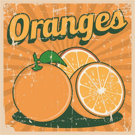 Orange Oranges Vintage Retro Signage 691267 Vector Art at Vecteezy