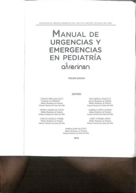 Manual De Urgencias Y Emergencias En Pediatr A Tracy Huanca Pompilla