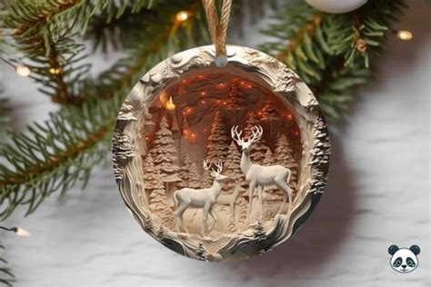 Cute Reindeer D Christmas Ornament Graphic By Pandastic Creative Fabrica