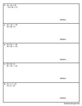 Solving Systems By Elimination Guided Notes Practice Worksheets