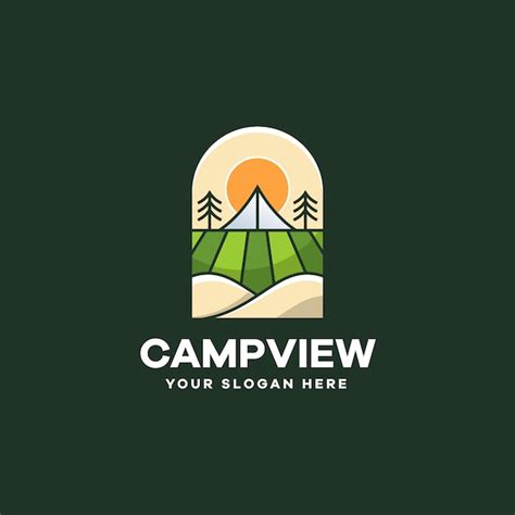 Vecteur De Logo De Paysage De Terrain De Camping Vecteur Premium