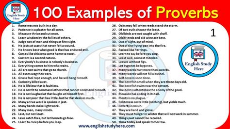 100 Examples Of Proverbs English Study Here Proverbs English