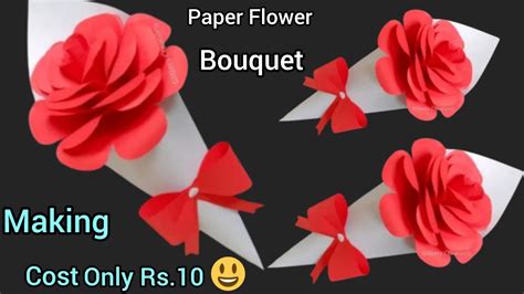 Diy Paper Flower Bouquet Flower Bouquet Making At Home Paper Craft Birthday T Ideas