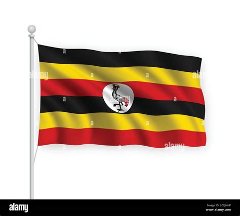 3d Waving Flag Uganda Isolated On White Background Stock Vector Image