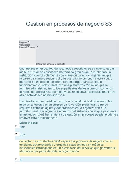 Gestión En Procesos De Negocio S3 Gestión En Procesos De Negocio S Autocalificable Sema 3