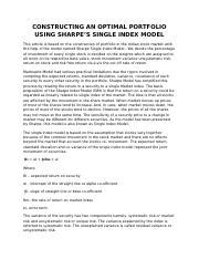 CONSTRUCTING AN OPTIMAL PORTFOLIO USING SHARPE Docx CONSTRUCTING AN