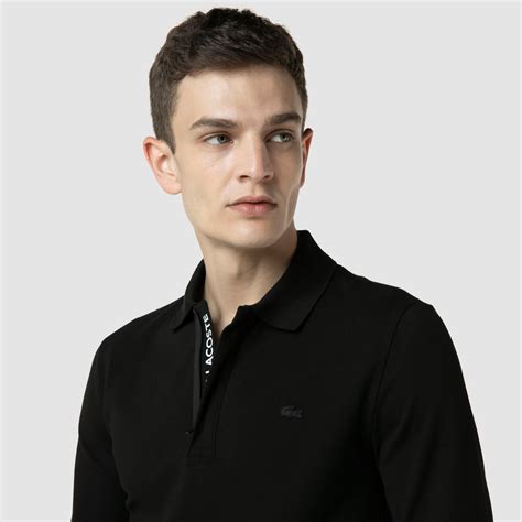 Lacoste Erkek Slim Fit Uzun Kollu Yar M Fermuarl Siyah Polo Ph S