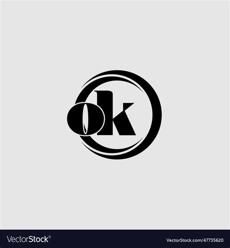 Letters Ok Simple Circle Linked Line Logo Vector Image