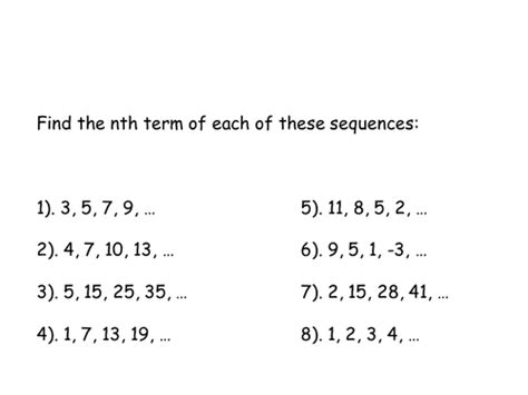 Sequences And Nth Term Teaching Resources