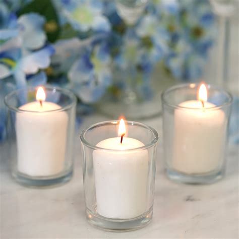 White Votive Candles With Clear Votive Holder Set 12 Pack Etsy