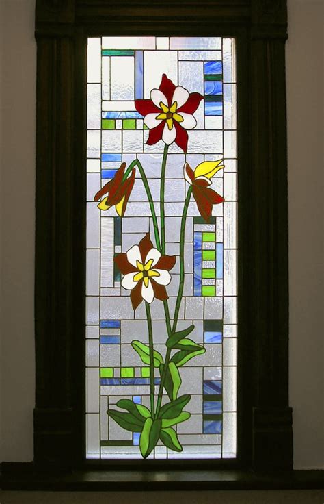 Stained Glass W Columbine Flower Suncatchers Art And Collectibles Pe