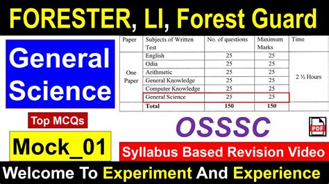 Osssc General Science Mock Forester Forest Guard Li Osssc