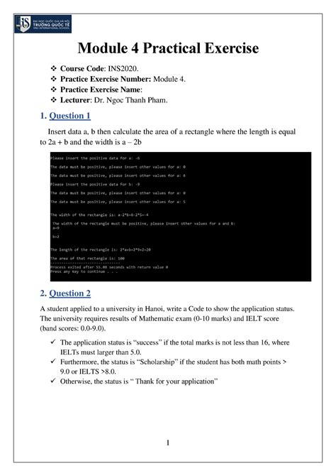 Practical Exercise Modul 4 Module 4 Practical Exercise Course Code