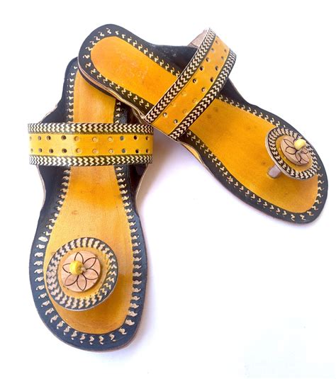 Yellow Women S Handmade Slip Ons Sandals Leather Flip Etsy