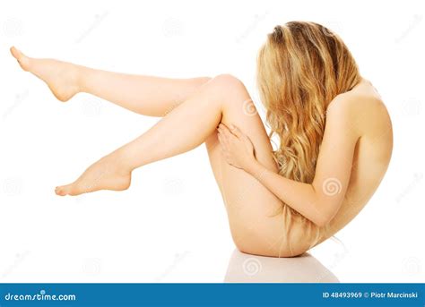 Side View Of Nude Woman Curled Up Stock Image Image Of Perfection