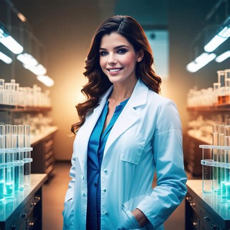 Woman Scientist In Lab Coat Laboratory With Test Tubes Digital Collage Premium Ai Generated Image