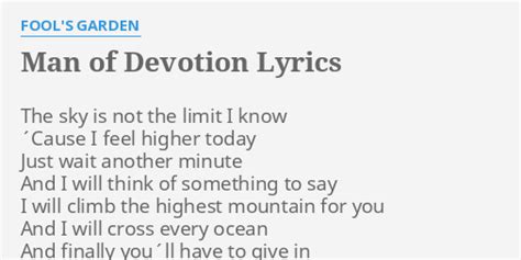 MAN OF DEVOTION LYRICS By FOOL S GARDEN The Sky Is Not