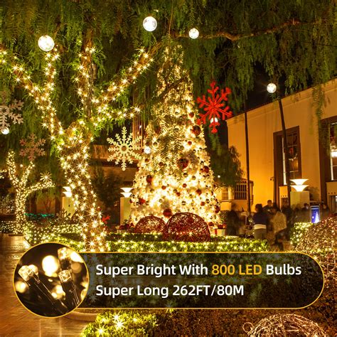 Tcamp Outdoor Christmas Lights Warm White 262ft 800 Led Christmas Tree Lights With Memory Timer