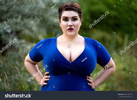 Sexy Plus Size Fashion Model Blue Stock Photo Shutterstock