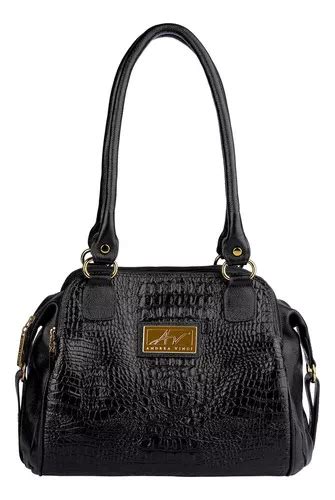 Bolso De Hombro De Piel Croco Simone Negro Mercadolibre