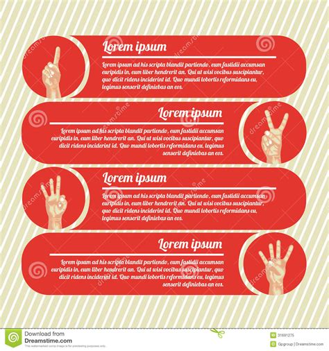 Hands Counting Infographics Stock Vector - Illustration of language ...