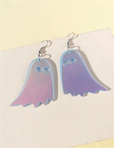 Ghost Iridescent Halloween Earrings Spooky Jewellery Etsy Canada In