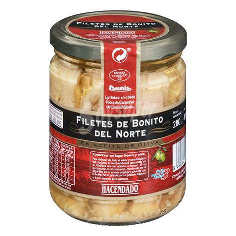 Hacendado Bonito Norte En Aceite Oliva Filete Tarro 280 G Peso