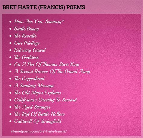 Bret Harte Francis White Poems