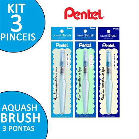 Kit Pincel Aquarela Pentel Reservat Rio De Gua Aquash Brush Tem Tem