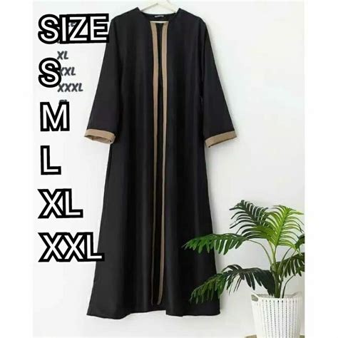 Jual Abaya Gamis Maxi Dress Arab Saudi Abaya Hitam Polos Bordir Zephy