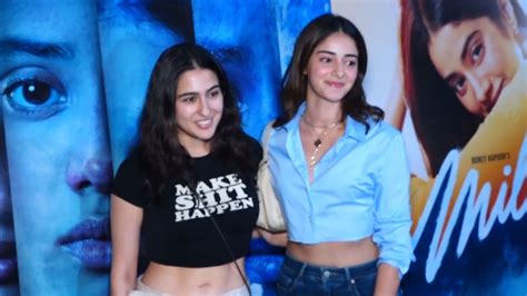 Sara Ali Khan Ananya Panday At Janhvi Kapoor S Mili Special Screening