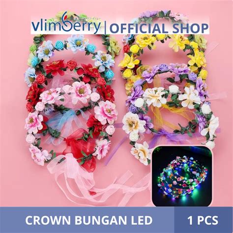 Jual VLIMBERRY Flower Crown LED Bando Bunga Bandana Bunga Lampu LED