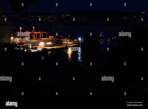 Oslo at night in summertime. View from Ekeberg. Islands Stock Photo - Alamy