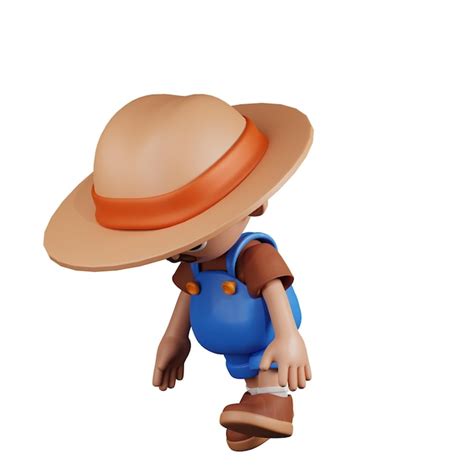 Premium Psd 3d Character Farmer Tired Walk Pose