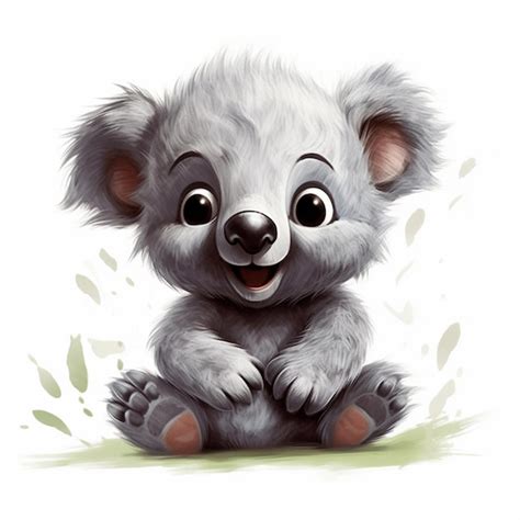 Premium Ai Image Cartoon Koala Bear Sitting On The Ground With Its