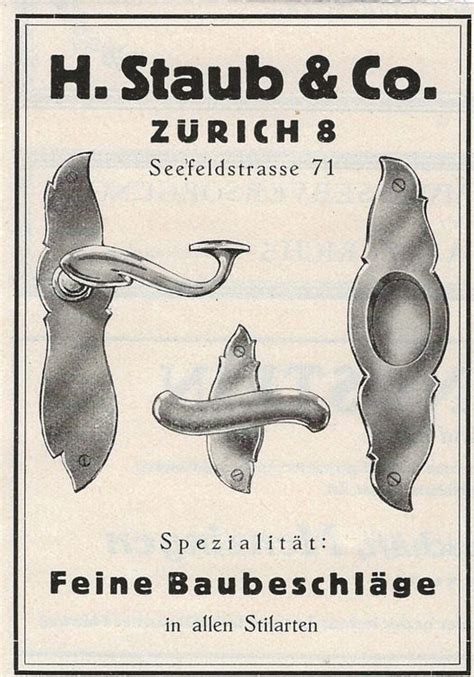 Vintage Reklame Z Rich Staub Co Baubeschl Ge Kaufen Auf