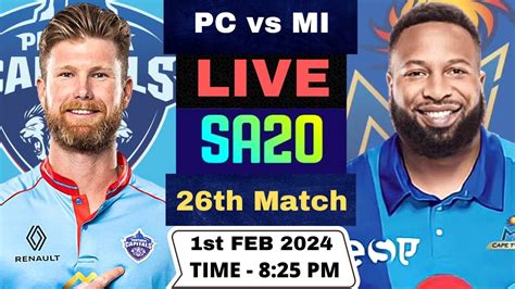 SA20 League Live PC Vs MICT Live 26th Match Pretoria Capitals Vs MI