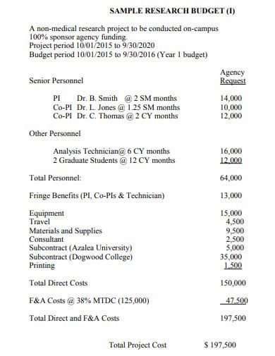 Research Budget Proposal Templates In Pdf Ms Word Apple Pages