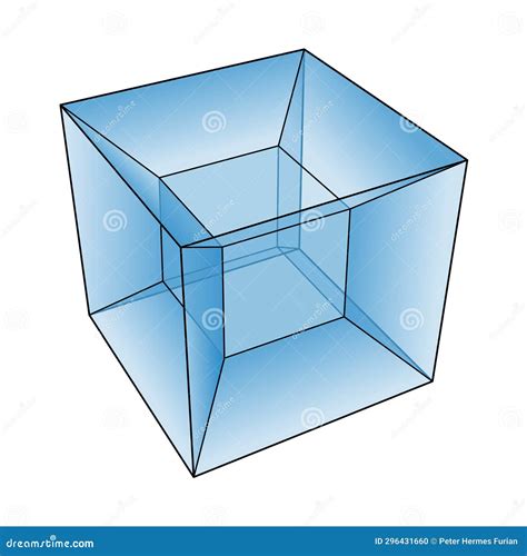 Projection Of A Tesseract A Four Dimensional Hypercube Stock Vector