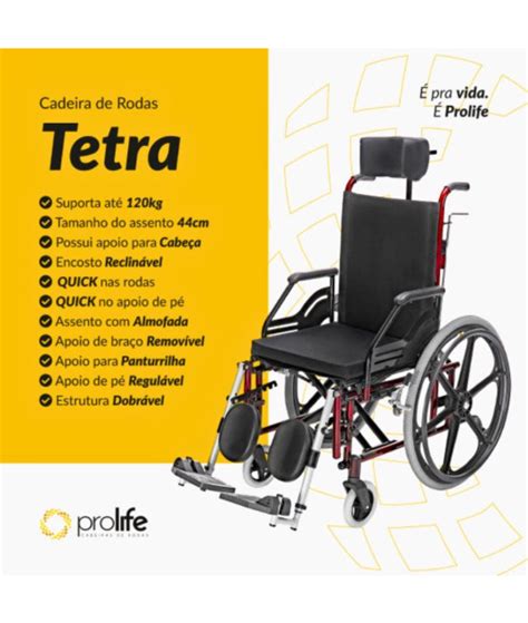 Cadeira de Rodas Reclinável Tetra Prolife Vinho 44 cm